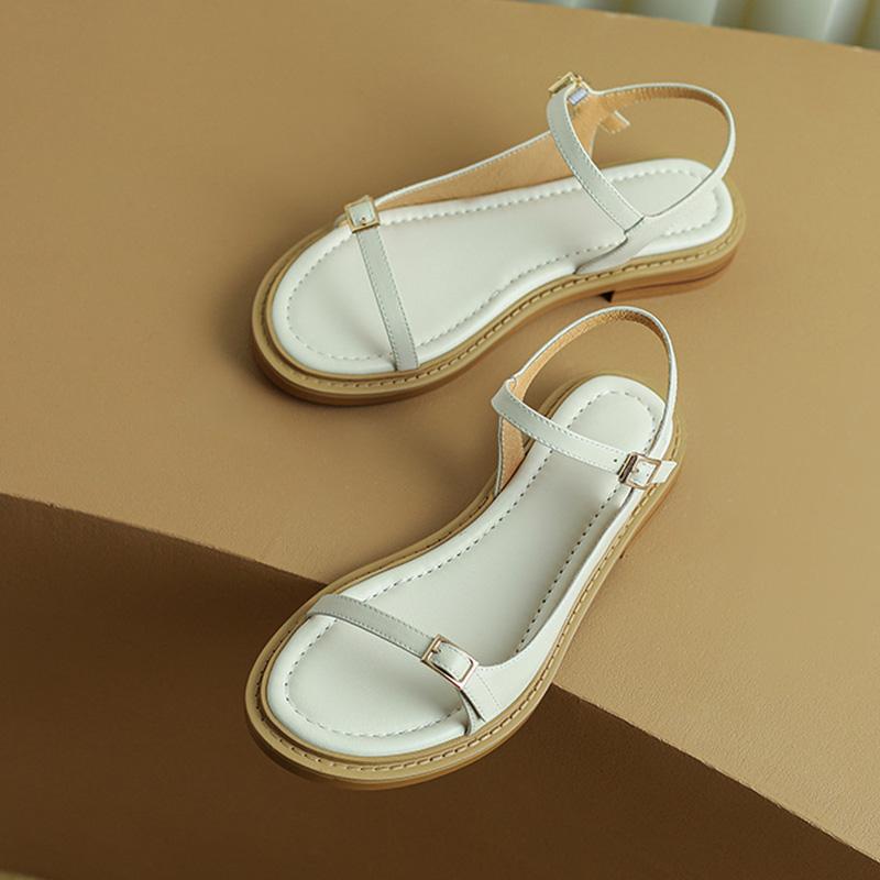 Damen Sommersandalen 2024 Damen Luxus Elegante Kunstleder Barfußschuhe für Frauen Outdoor-Mode Sandalen mit niedrigem Absatz 40 weiß