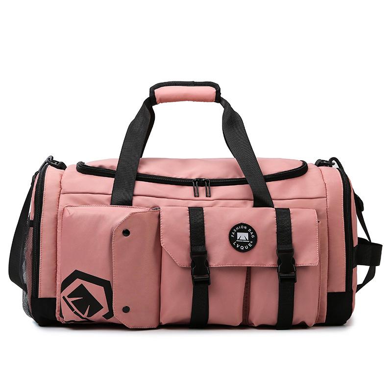 Reisetasche für Damen mit großem Fassungsvermögen, Reisetasche aus Windstoff, Sport-Fitness-Tasche, Nass-Trocken-Trennung, Gepäcktasche für männliche Studenten, Wohncampus average size rosa