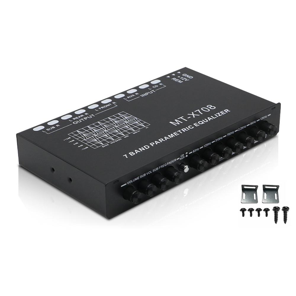 Professioneller 7-Band-Auto-Equalizer, multifunktionaler Car-Audio-EQ-Tuning-Crossover-Verstärker schwarz