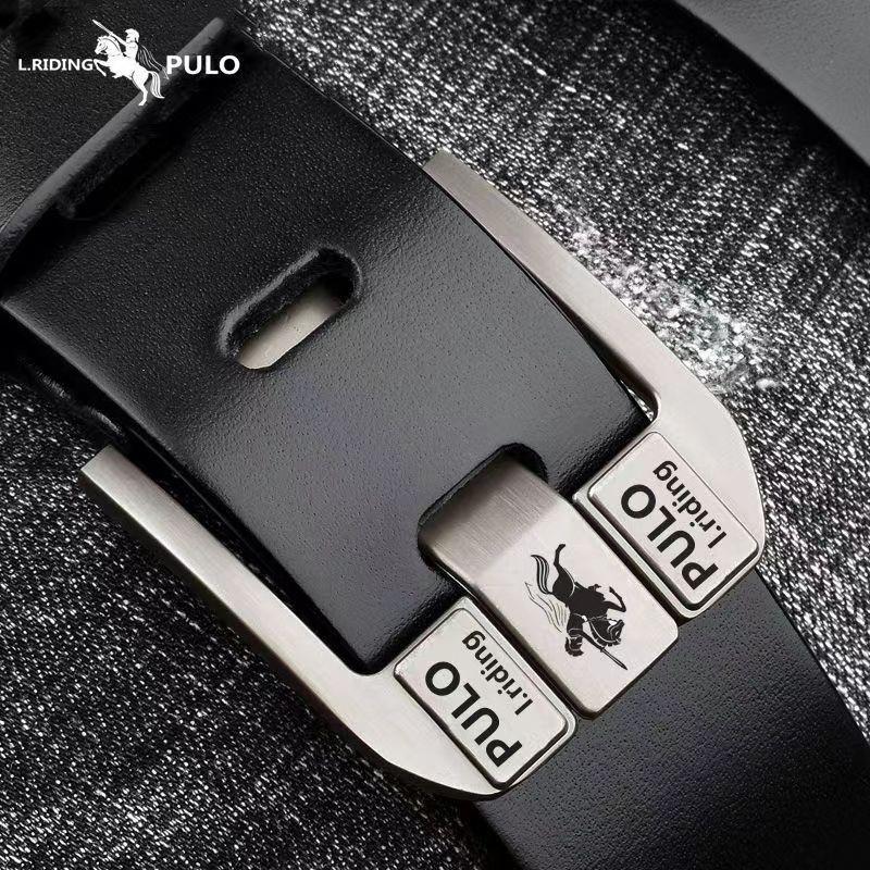 PULO Gürtel Herren Leder Automatische Schnalle Gürtel Reines Rindsleder Jugend Mittleren Alters Casual Persönlichkeit Koreanische Trend Hosen Gürtel 125cm schwarz