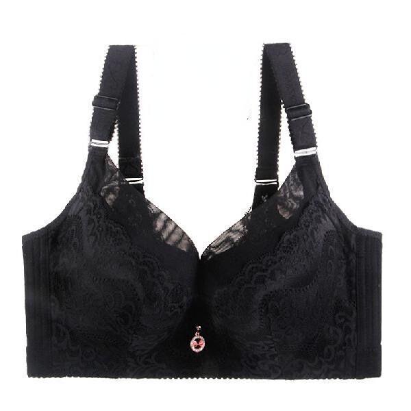 Gepolsterte Push-up-BHs für Damen, Spitzen-BH in Übergröße, mit Zwei-Cup-Bügel-Büstenhalter, CDE-Cup-BHs in Übergröße für Damen 46/105E schwarz