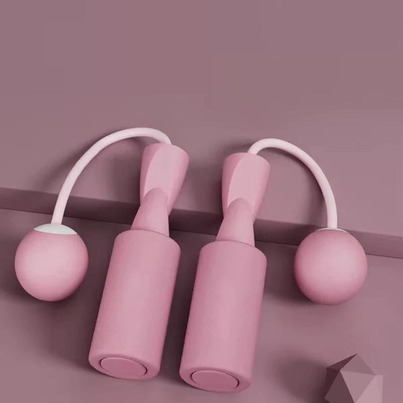 Kabelloses Springseil mit schweren Bällen, Sport-Fitnesstraining, Bodybuilding-Übung, schnelles Springseil, Heim-Fitnessgerät 3.2cm ball rosa