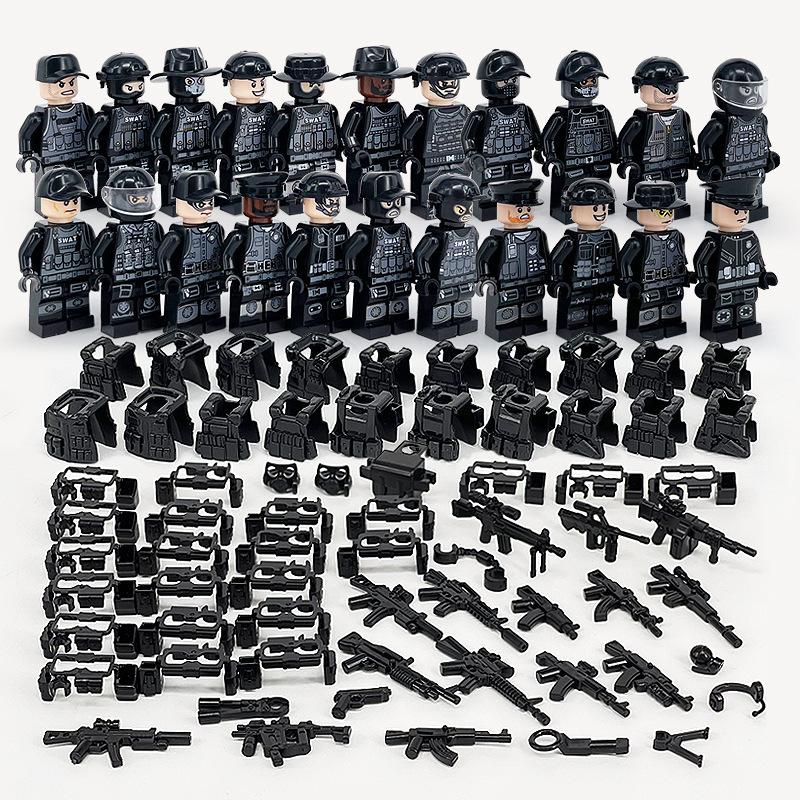 Militär Jeep Auto SWAT Specia Force Soldaten Waffe Bausteine ​​Kit Ziegel Sets Klassische Waffen Modell Kinder Spielzeug