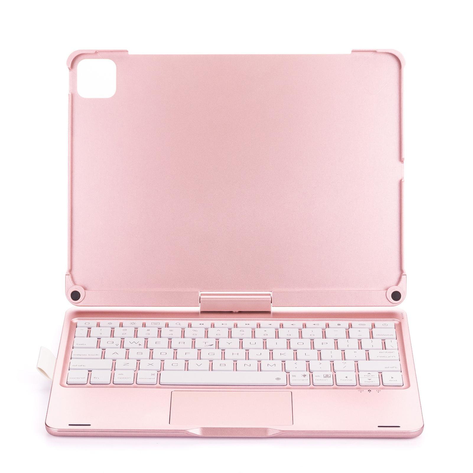 Um 360 Grad drehbare BT-Tastatur für wiederaufladbare kabellose Tastatur und Maus mit 7-farbiger Hintergrundbeleuchtung Type A-for ipad 10.2 & 10.5 inch rose gold