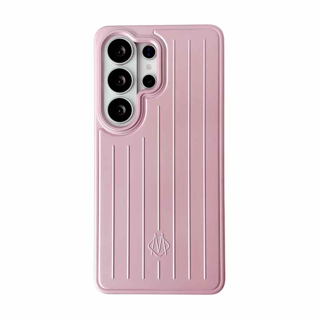 Luxus Matte geriffelte Gepäckstreifen Handyhülle für Samsung Galaxy S26 Ultra S25 S24 Ultra Stoßfest Weiche Stoßstange Harte Hülle Galaxy S25 Ultra rosa