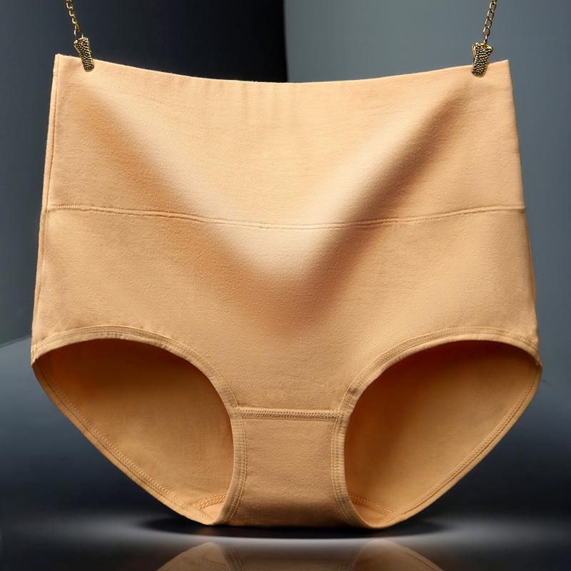 Baumwoll-Slip mit hoher Taille, hohe Taille, Bauch- und Hüft-Slip, Damen-Slip aus Baumwolle mit hoher Taille L apricot