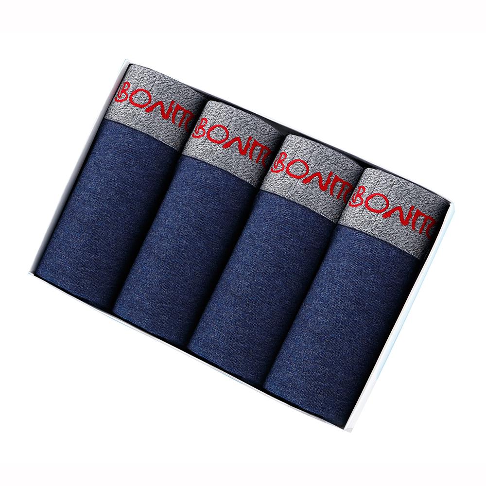 BONITOS 4-teilige Boxershorts, einfarbig, sexy Herrenhöschen, Baumwolle, Herrenunterhose S dunkelblaue