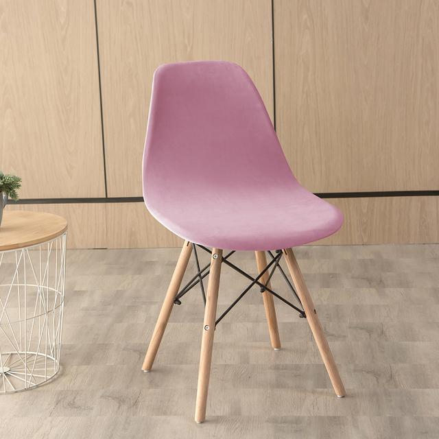 Samt-Stuhlhussen, Spandex-Schale, einfarbig, Rückenlehnen-Sitzbezug für Wohnzimmer, Büro, Bar, Bankett, Dekoration, Staubschutz rosa