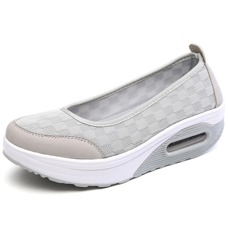 Mesh Schaukel Schuhe Damen Keilabsatz Luftpolster dicke Sohle erhöhend Sport- und Freizeitschuhe Krankenschwester Mutterschuhe 38
