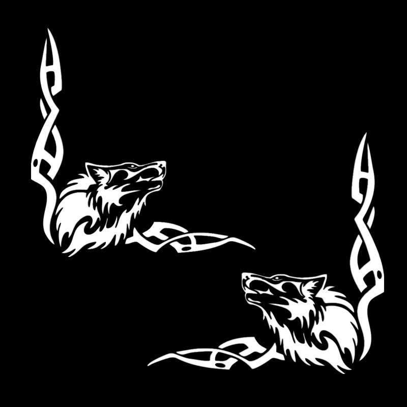 30496# 2 Stück Heulender Wolf-Aufkleber auf dem Auto, Vinyl-Aufkleber, wasserfest, Dekoration, Autoaufkleber 30x30cm weiß