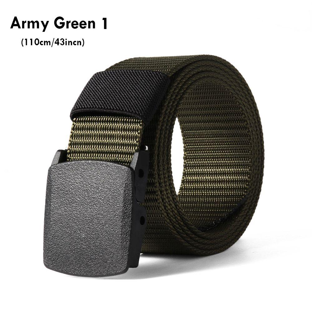 Lässiger, metallfreier Sicherheitscheck, taktischer Bund, Nylon-Taillengürtel, Militär-Webgürtel für dicke Männer Army Green 1 (110cm)