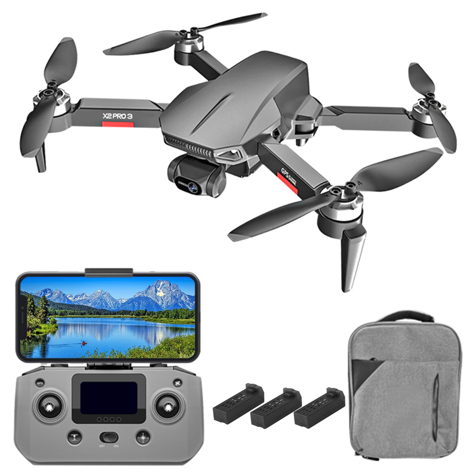 RC-Drohne mit Kamera, 4K, 3-Achsen-Gimbal, bürstenloser Motor, 5G Wifi, FPV, GPS, Quadrocopter, 1200 m Steuerung 3 battery schwarz