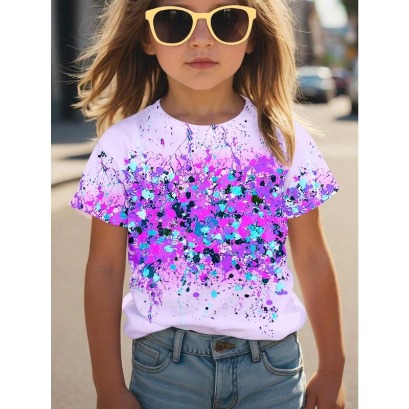 Kinderkleidung Mädchen Rundhals Kurzarm T-Shirt Kinderkleidung Top Damen Base Shirt 110