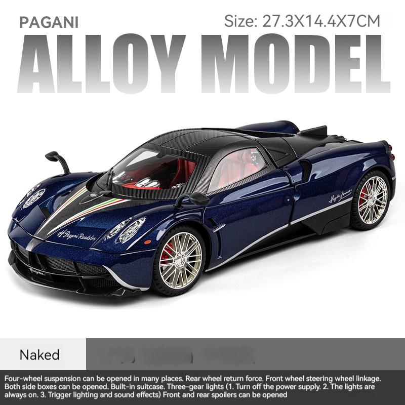 1/18 Pagani Sportwagenmodell aus Legierung, Rennwagenmodell aus Metalldruckguss, Simulation mit Ton und Licht, Pullback, Kinderspielzeug, Jungensammlung, Ornamente, Geschenk blau