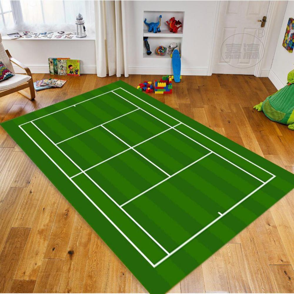 Tennis Sport Tennisplatz Muster Teppich Mehrfarbig Rutschfester Teppich Wohnzimmer Schlafzimmer Eingangsteppich Langlebiger Schöner Teppich 50X80CM