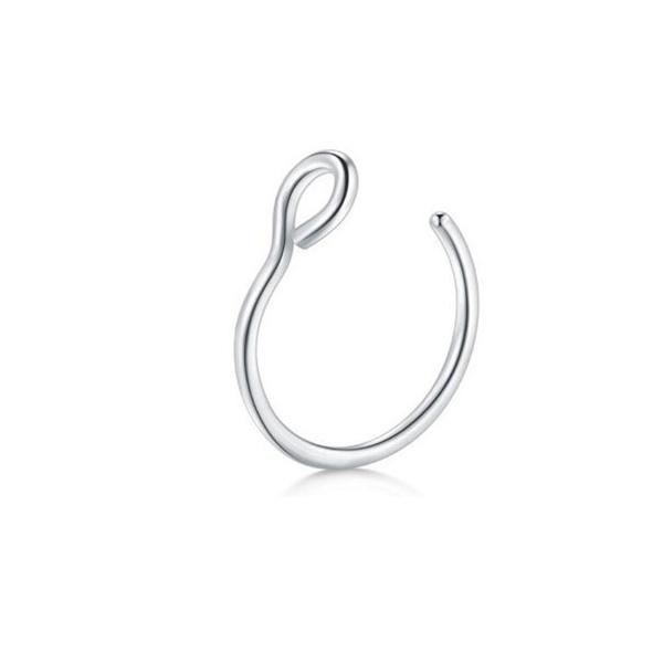 Kleiner dünner U-förmiger gefälschter Nasenring Goldfarbener Nasenring Piercings Mode einfacher Nasenring Unisex-Schmuck Geschenke silber
