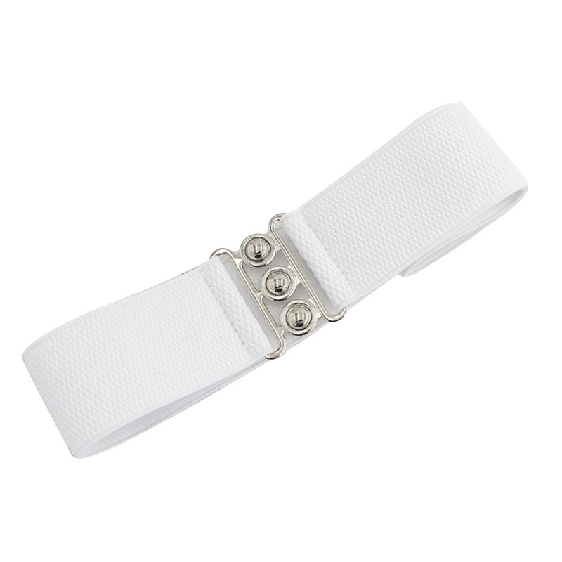 Elastischer breiter Gürtel mit Schnalle im koreanischen Stil, breiter Kummerbund, Gürtel, Taillengürtel, Damen-Accessoires 68*5cm weiß