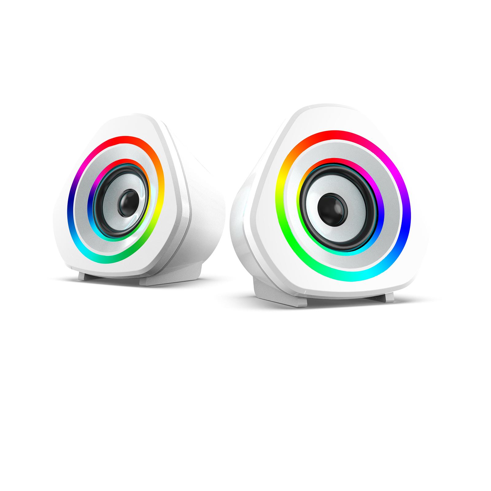 SADA Home Lautsprecher Set Desktop PC Computer Lautsprecher 3,5mm Kabelgebundene Laptop Lautsprecher USB Powered Sound RGB Light weiß