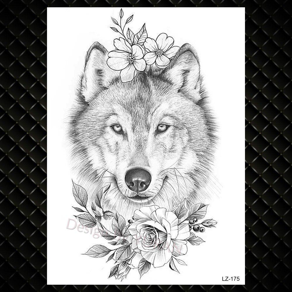 Tigrish Tribal Wolf temporäre Tattoos für Männer Frauen Arm Brust Tattoo Aufkleber realistische gefälschte wasserdichte 3D Flash Dreamcatcher Wolf Tatoo Papier
