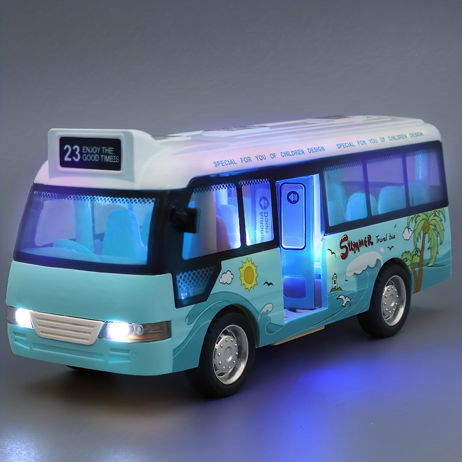 Schulbus-Spielzeugautos, kleine Autos aus Druckguss-Kunststoff, Stadtbus mit Ton und Licht, reibungsbetriebene Autos, Spielspielzeug, Geschenk für Kinder 1pcs blau