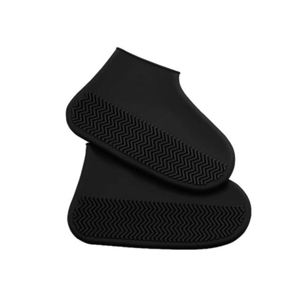 Vintage Gummistiefel Wiederverwendbare Latex Wasserdichte Regenschuhüberzieher Rutschfeste Silikon Überschuhe Unisex Schuhzubehör L(41-47) schwarz