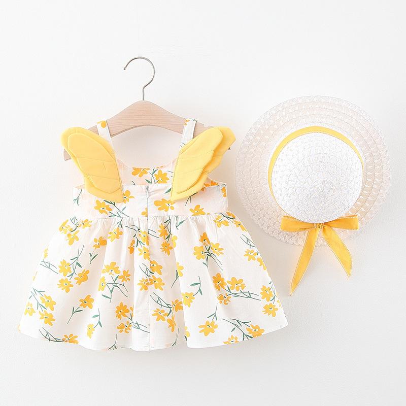 37 farben Sommer Kleidung Baby Mädchen Strand Kleider Lässige Mode Druck Nette Schleife Blume Prinzessin Kleid Neugeborenen Kleidung Set 0-6m beige