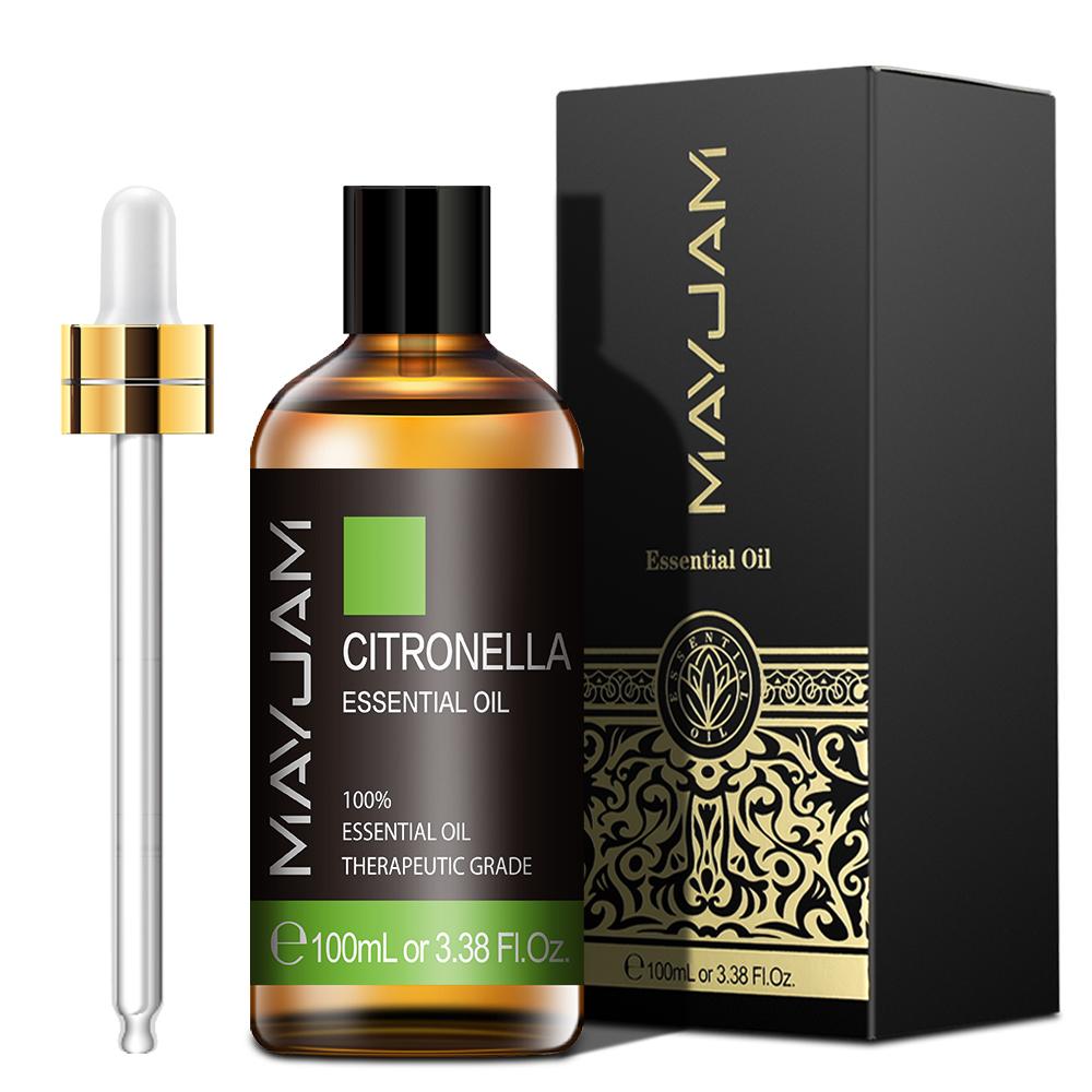 MAYJAM 100 ml ätherisches Lavendel-Eukalyptus-Zimt-Pflanzenöl für Spa-Massage, Hautpflege, Luftreiniger, Luftbefeuchter, Aromatherapie, Rosen-Teebaumöl Citronella