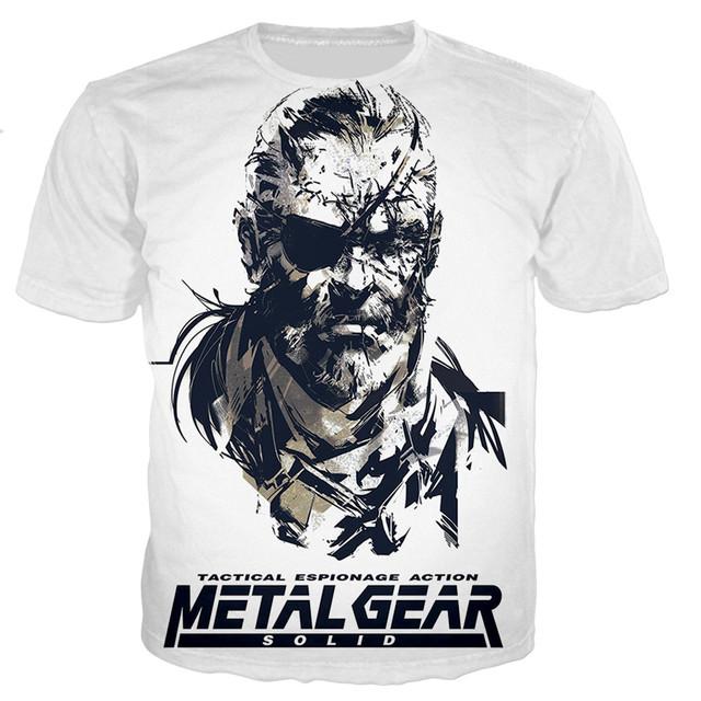 Männer Frauen Sommer Mode Spiel Metal Gear Solid 3D Druck Hemd Casual Harajuku Stil T Shirts Unisex Streetwear HipHop Top XXXXXL graue