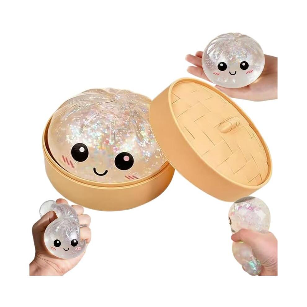 (Weiß) Glitzer Knödel, Glitzer Knödel Squishy Box, Angstlinderung Fidget Sensorisch Weicher Knetmasse zum Ausdrücken Entspannung Teig Stress Geschenke (blau)
