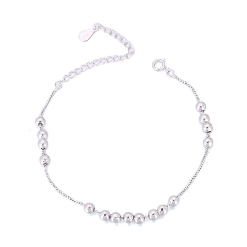 Neue Ankunft Mode 925 Sterling Damen Silber Fußkettchen Perle Manuelle Fußkettchen Armband Für Frauen & Mädchen Schmuck Geschenk white