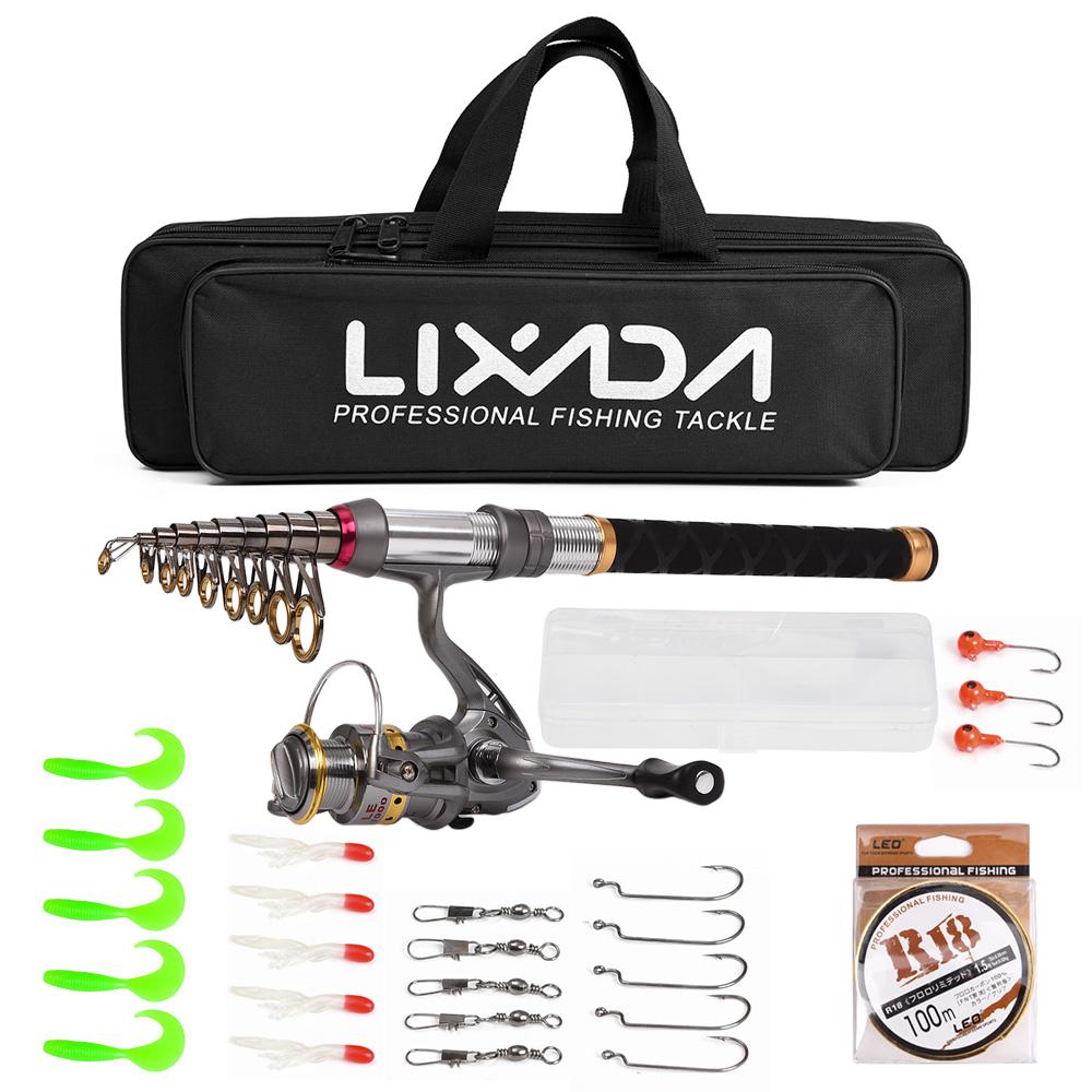 Angelrute Reel Combo Carbon Fiber Teleskop Angelrute Spinning Reels Full kit,2.4M