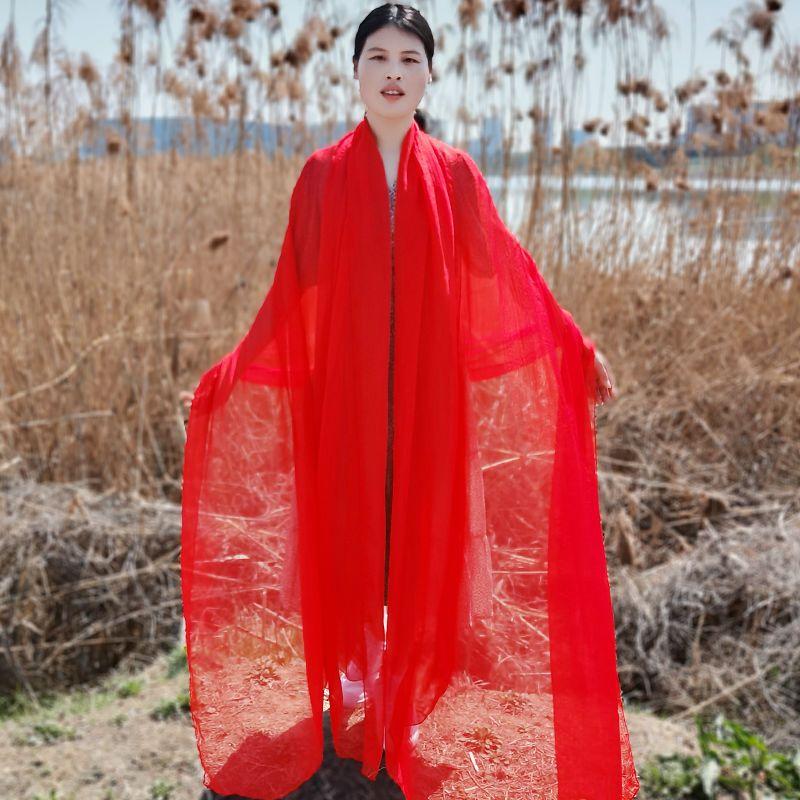 Extra großer Schal, einfarbiger Schal, Damenmode-Schal, Chiffon-Tanzschal, Sonnenschutz, Strandtuch, max. Größe ist 3*1,5m (±5-10cm Fehler) L: 2M* W: 1.5M rot