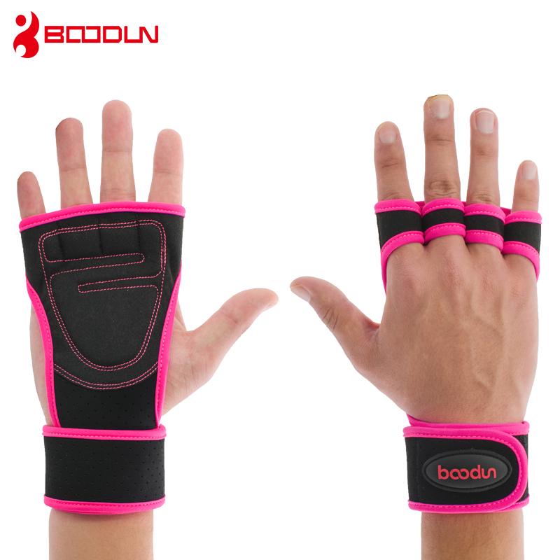 Boodun Sports Gewichtheben Gym Handschuhe Handgelenk Fitness Männer Handschuhe Halbfinger-Handschuhe M rosa