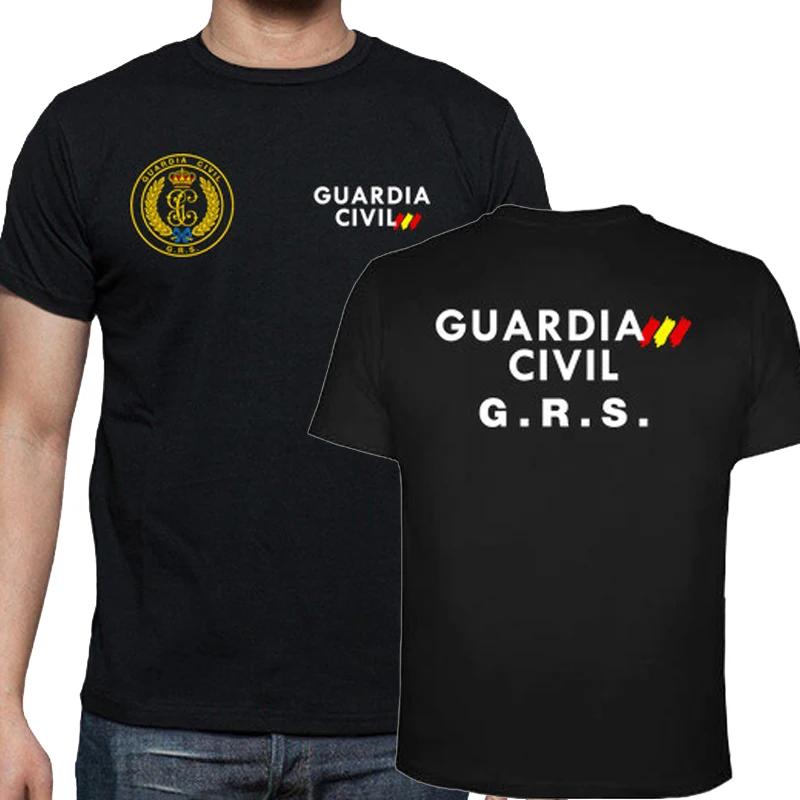 Spanisches Guardia Civil T-Shirt Gar Abzeichen T-Shirt. Premium Baumwolle Kurzarm O-Ausschnitt Herren T-Shirt Neu S-5XL T-Shirt homme M schwarz