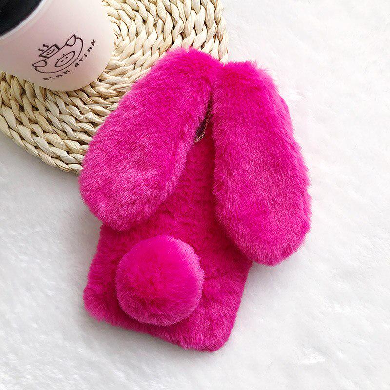 Niedliche Hasenohren Fell Plüsch Handyhülle für iPhone XS Max XR X 11 Pro Max Warme Hülle für iPhone 6 6S 7 8 Plus SE 2020 Hüllen for iPhone 6 6S Plus rose rot