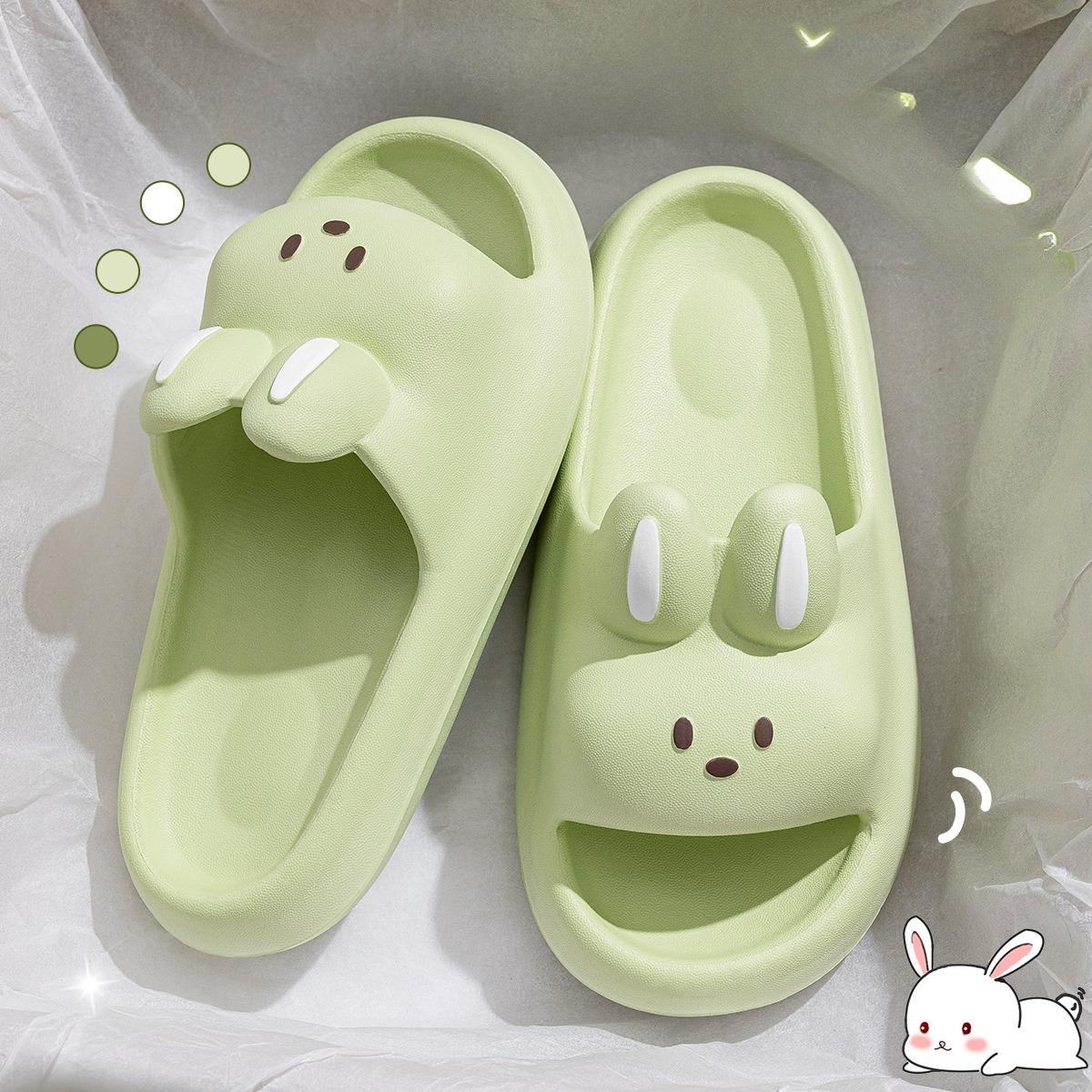 Cartoon Kaninchen Kinder Hausschuhe Erhöhte Dicke Sohle Indoor Outdoor Hausschuhe Bequeme Weiche Kinder Hausschuhe 40-41 grün