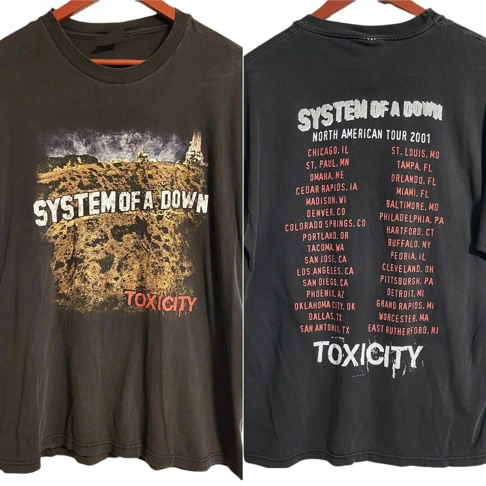 2026 Heißer Verkauf Vtg System of A Down Toxicity Tour Print Kurzarm T-Shirt Unisex S-3XL Damen Herren Damen Print T-Shirt Neues Tee Tshirt Damen Oberteile L