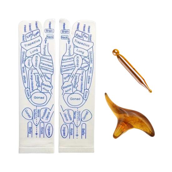 1 Set Massage-Wadensocken mit Massagestab Serenity Steps, gut lesbare Fußakupunkturpunkte, bedruckte elastische Massage zur Förderung der Durchblutung, für Anfänger Womens  3