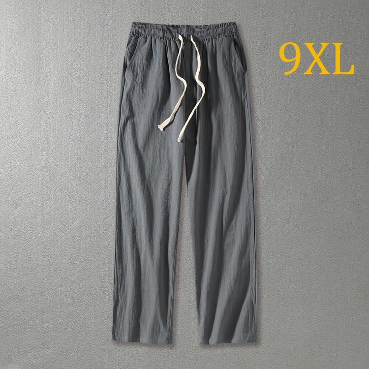 Herren Übergröße 9XL 8XL Hosen Frühling und Sommer Hosen Herren Mode Casual Einfarbig Hosen 9XL grau