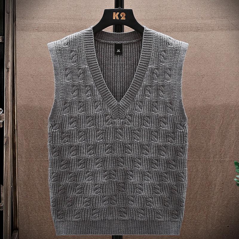 Pullover-Tanktop, Herrenweste, Unterhemd, ärmelloser Pullover, Tanktop, lockerer Pullover, gestrickt, 15 Farben, mehrere Blumenformen XXXL