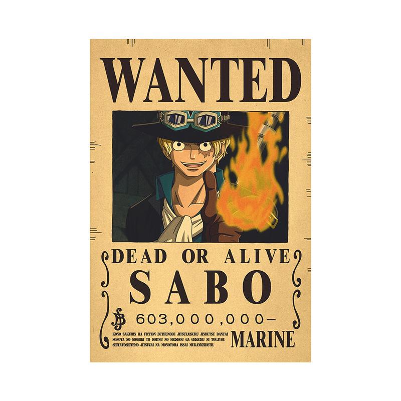 Anime One Piece Ruffy 3 Billion Bounty Wanted Poster Vier Kaiser Kid Actionfiguren Vintage Wanddekoration Poster Spielzeug Saab braun/schwarz