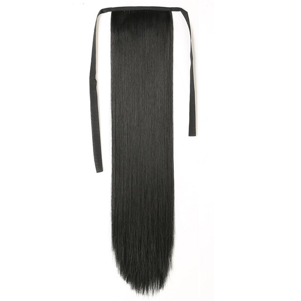 CHOSUR Lange gerade Perücke, Pferdeschwanz, 45/55/65 cm, Damenverlängerung, Cosplay-Haarteil 45cm schwarz