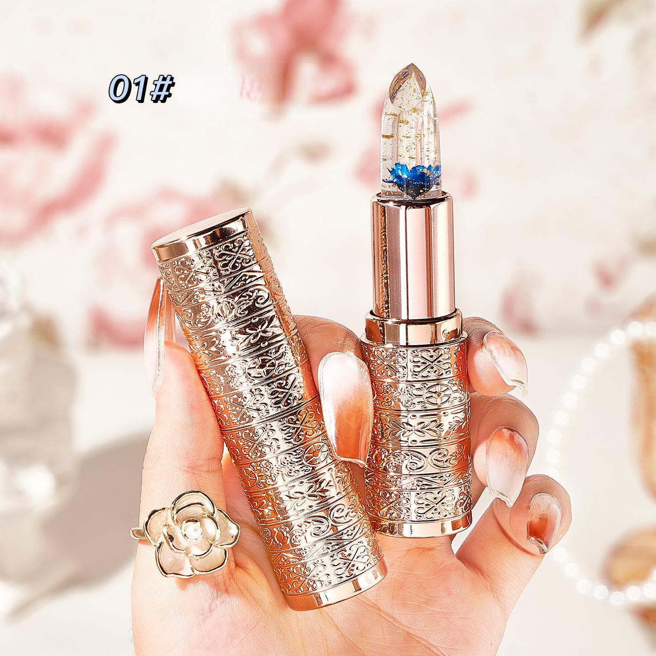 Feuchtigkeitsspendende Blume Transparent Lippenstift Temperatur Farbwechsel Lippenbalsam Langlebig Gelee Lippenstift Lippen Pflege Make-Up