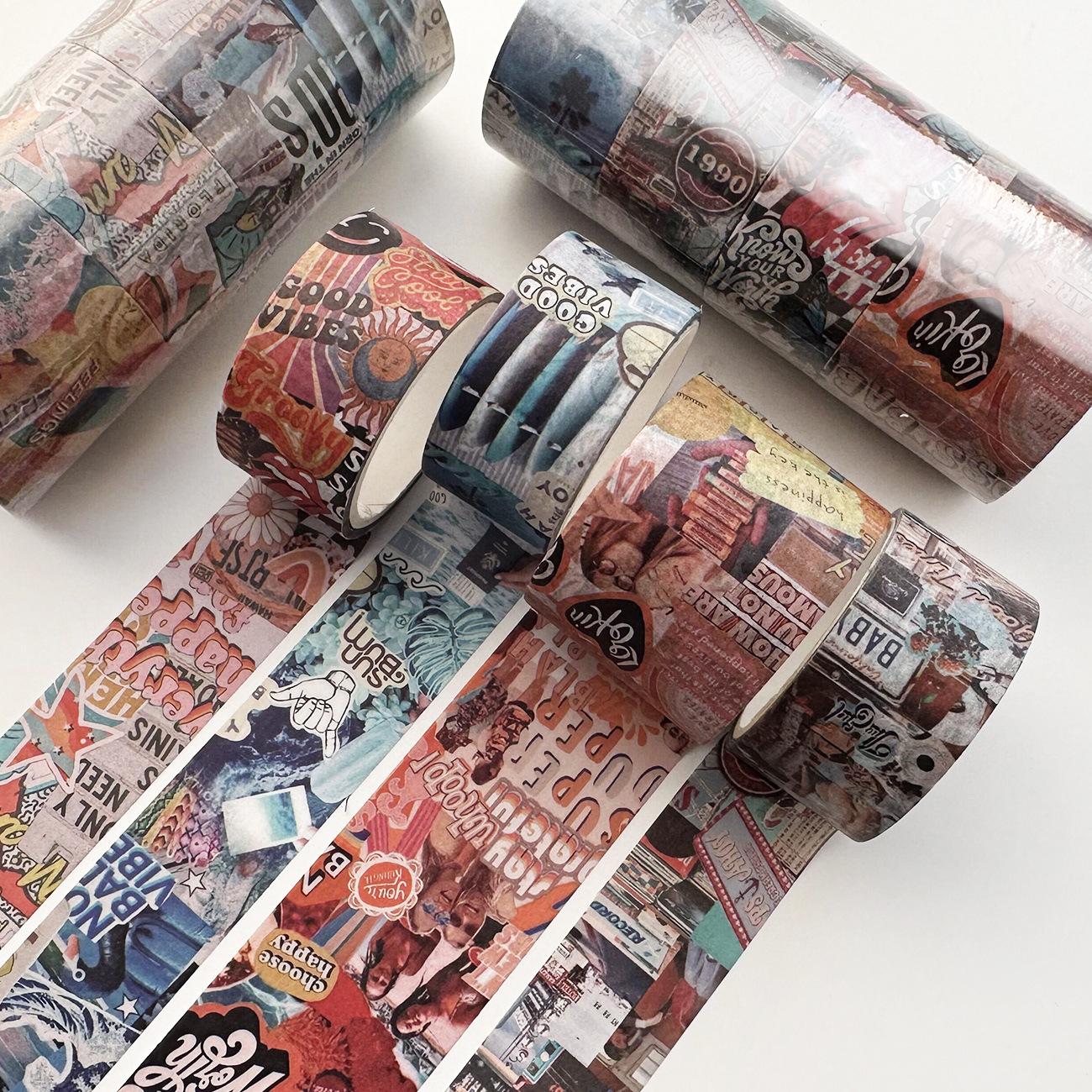 4 Rollen Vintage Washi Tape Set Dekorativ für Scrapbooking Zubehör Zeitschriften Planer DIY Basteln Antike japanische Masking Tapes