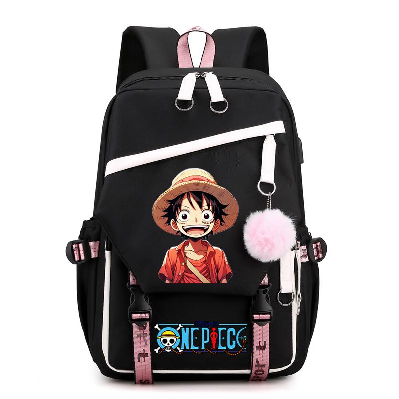 Anime One Piece Hochwertiger Computer-Rucksack für Teenager, Mädchen und Jungen, waschbarer Rucksack, Schulanfang, Büchertasche, Freizeitrucksack, Schultasche, Mochila Rucksack