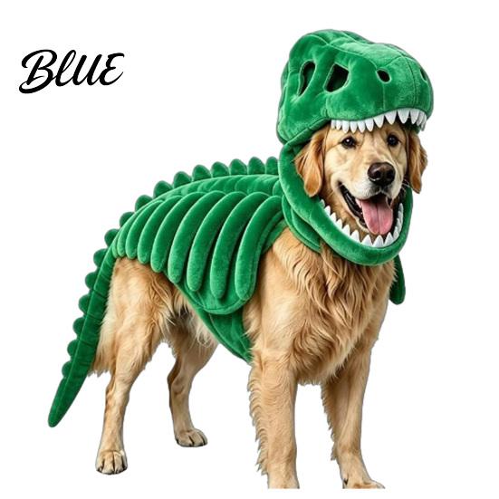 Hund Halloween Kostüm Haustier Dinosaurier Skelett Kostüm Outfit Lustig Leicht zu Tragen Ausrüstung Cosplay Kostüm für Hunde Katzen Süßes oder Saures Bekleidung Requisite L grün