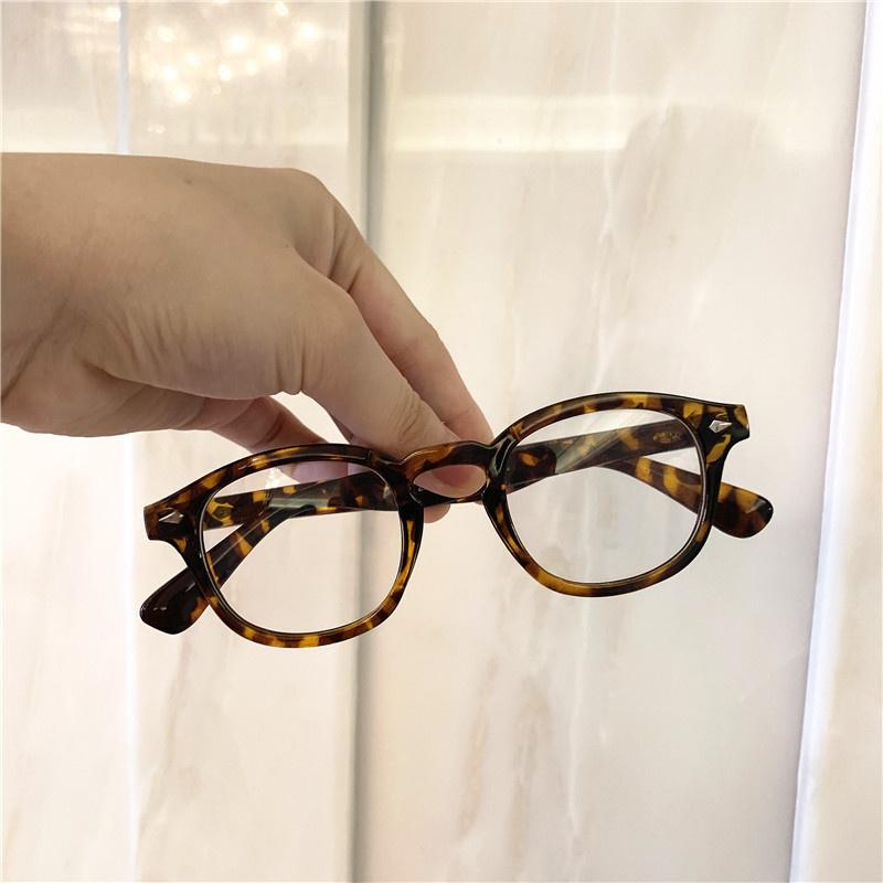 Johnny Depp Stil Brille Mann Vintage Runde Nieten Brille Design Kompakter Rahmen Brillen Klare Transparente Gläser Oculos beige