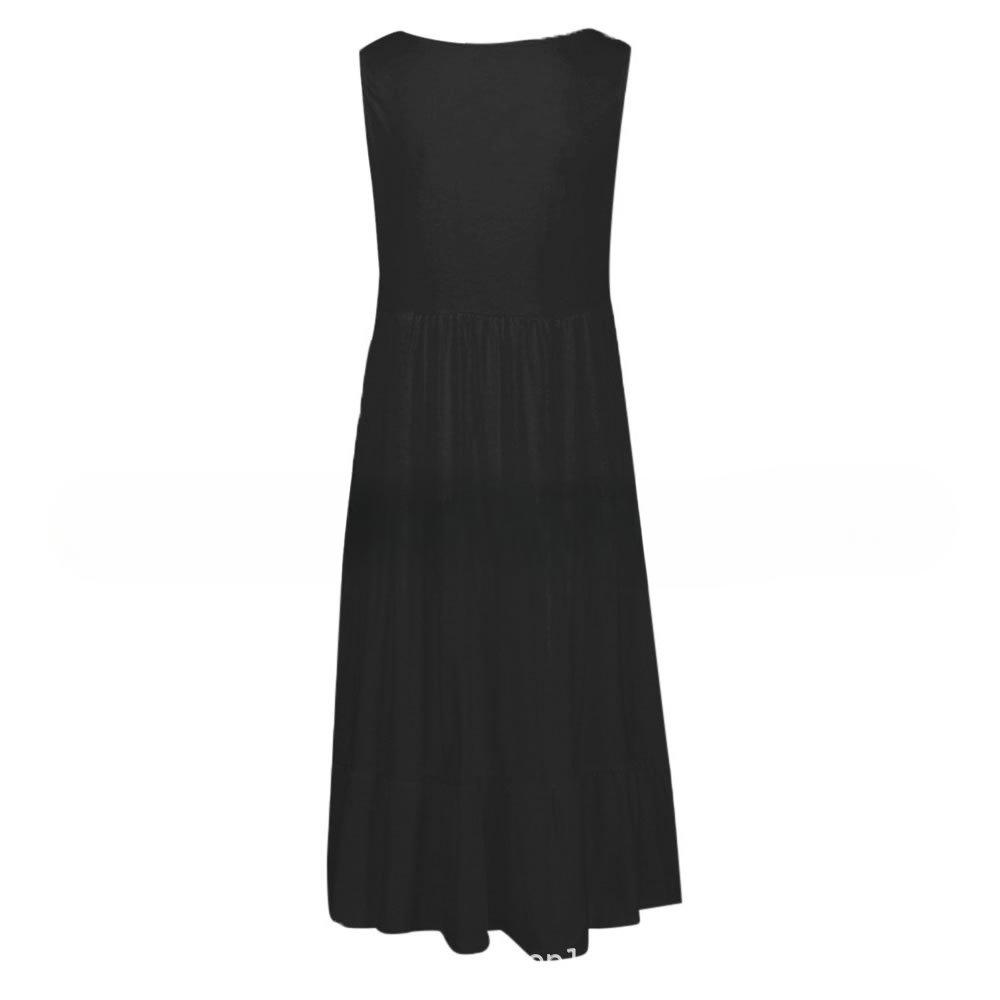 XS-5xl Übergröße Damen Casual Frühling und Sommer O-Ausschnitt Trägerloses Kleid Ärmelloses Kleid Lockere Weste A-Linien-Kleid XXL schwarz