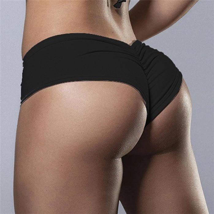 Frauen Hip Lifting Shorts Sexy Einfarbig Leggings Sommer Jogging Einfarbig Hüfte Fitness Yoga Shorts M schwarz