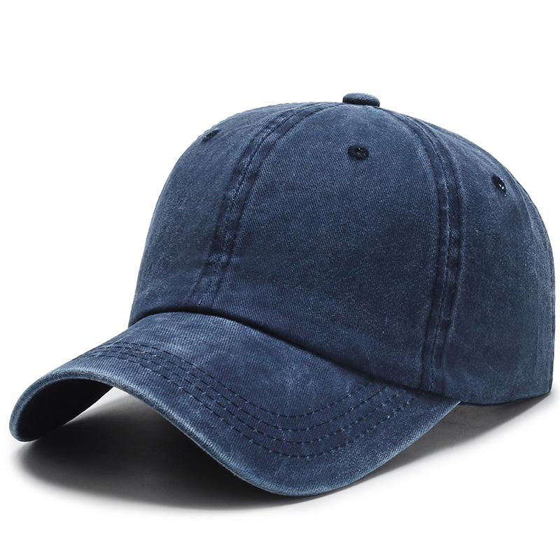 Neue Unisex-Kappe, verstellbar, gewaschene Baumwolle, einfarbig, einfarbig, Baseballkappe, Streetwear, Freizeithut, Kappe 54cm-60cm navy blau